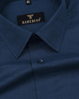 Visa Blue Classic Cotton Linen Formal Shirt