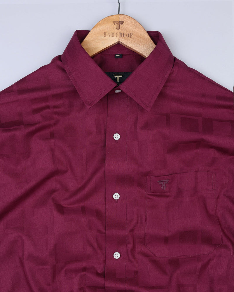 Viper Rosewood Self Checked Dobby Jacquard Cotton Shirt