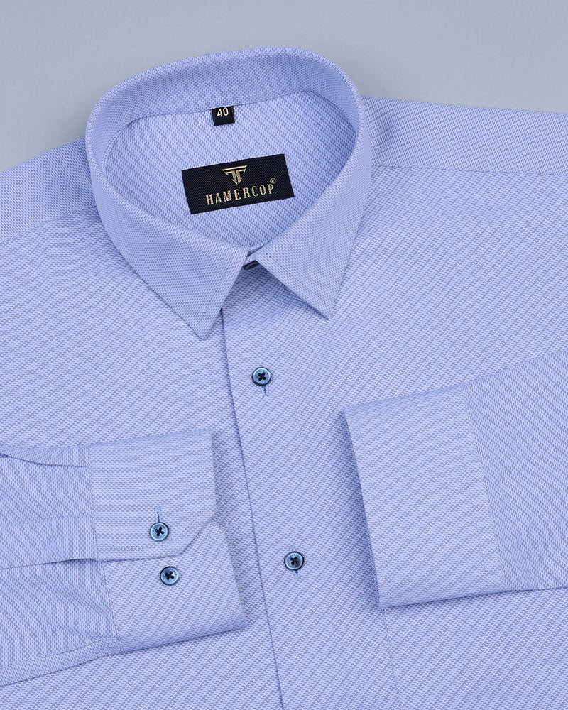 Light Blue Python Shaped Laxurious Dobby Cotton Shirt