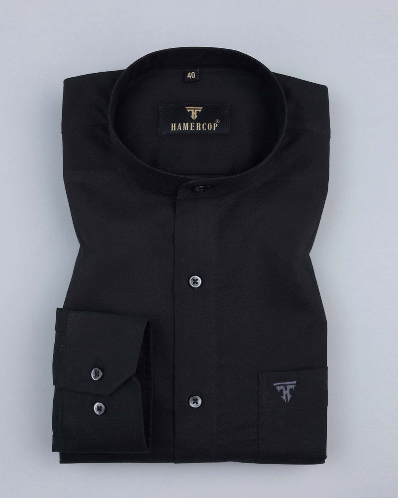 Midnight Black Heavy Oxford Solid Cotton Shirt