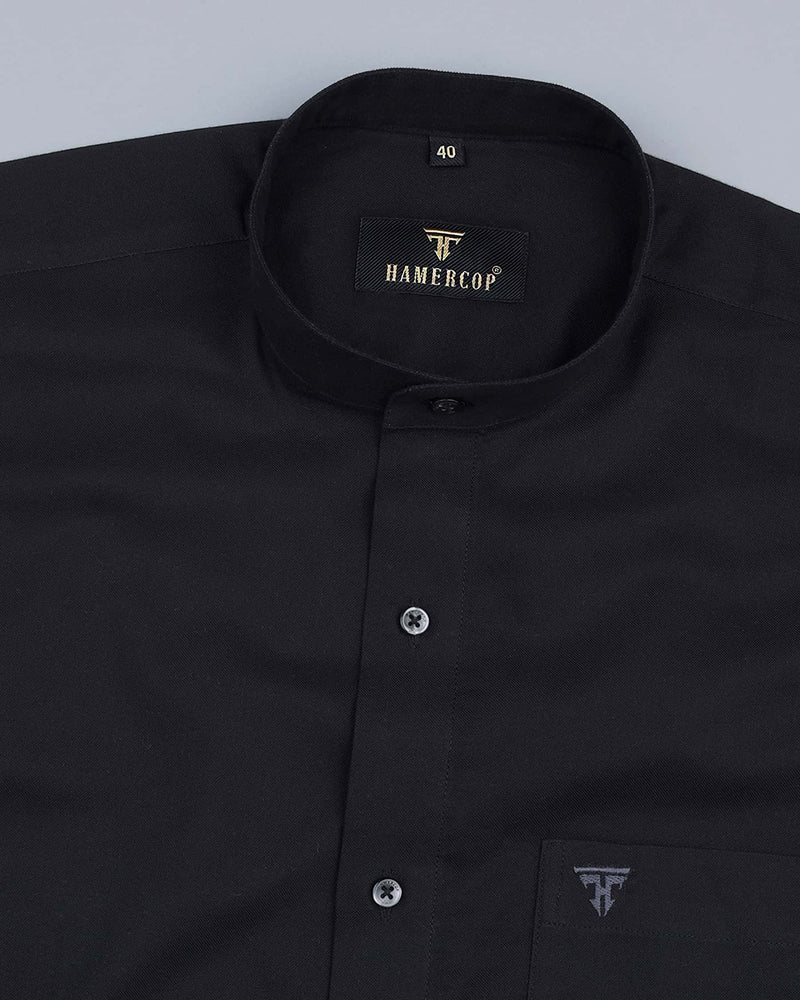 Midnight Black Heavy Oxford Solid Cotton Shirt