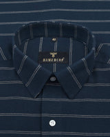 Rhino Blue With White Weft  Stripe Cotton Shirt