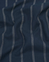 Rhino Blue With White Weft  Stripe Cotton Shirt