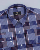 Wind Blue Multicolored Designer Check Cotton Shirt