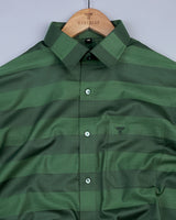 Calido Green Self Broad Weft Striped Dobby Cotton Shirt