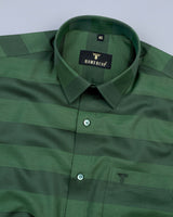 Calido Green Self Broad Weft Striped Dobby Cotton Shirt