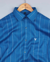 Lynx Blue And White Dobby Stripe Cotton Shirt