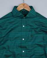 Newton Rama Green Weft Stripe Dobby Cotton Shirt