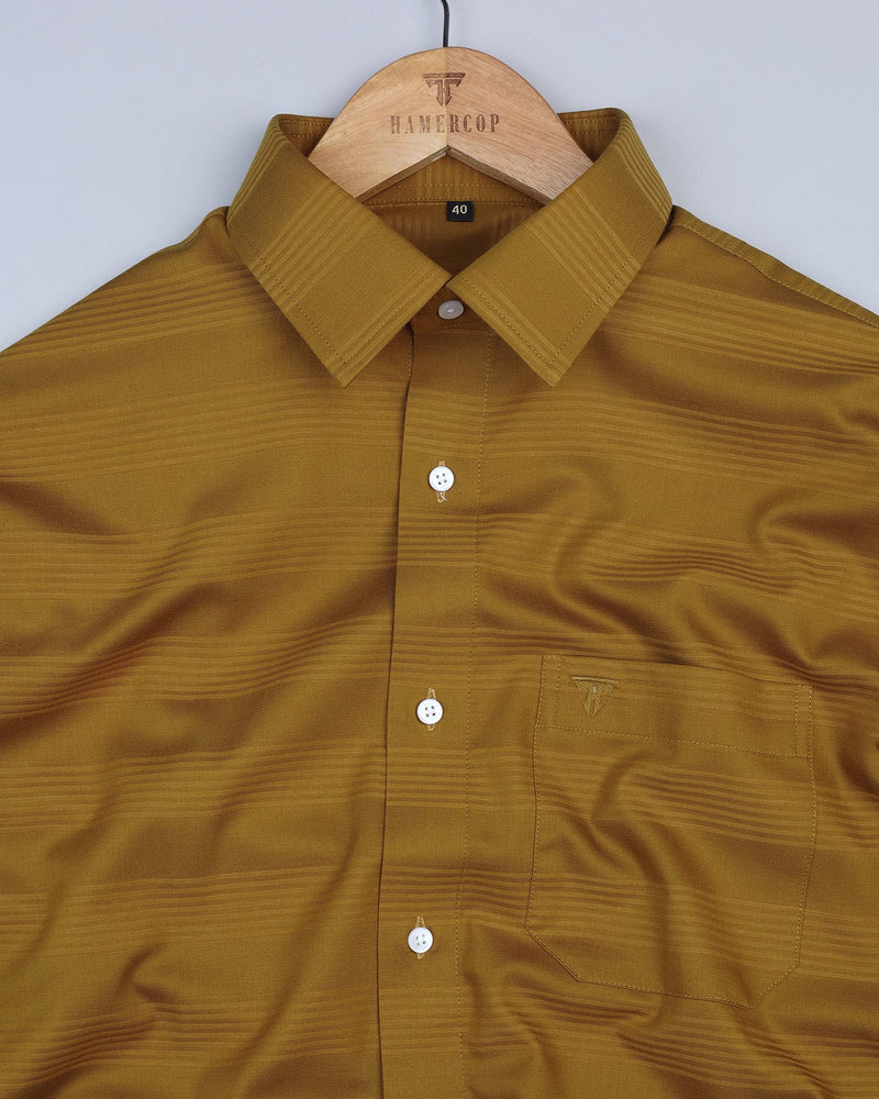 Goldenrod Self Weft Striped Dobby Cotton Shirt