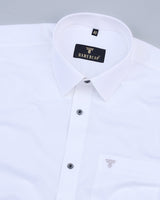 White Self Small Weft Stripe Light Cotton Solid Shirt