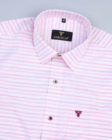 Blink Pink And White Weft Stripe Dobby Cotton Shirt