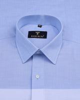 Martin Blue With White Broad Weft Stripe Linen Cotton Shirt