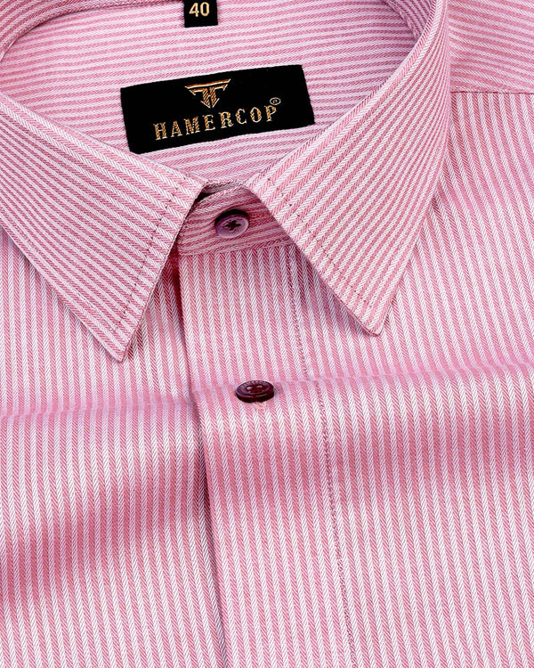 Kobi Pink Vertical Stripe Dobby Cotton Shirt