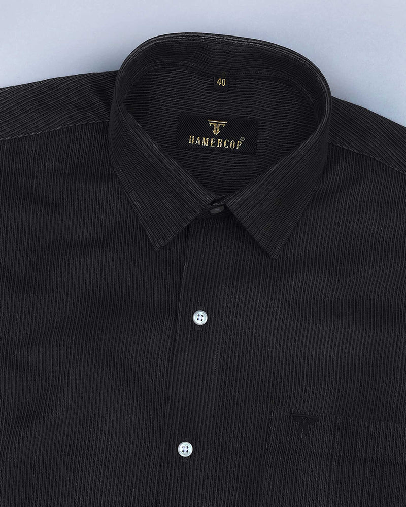 Black Corduroy Textured Premium Cotton Shirt
