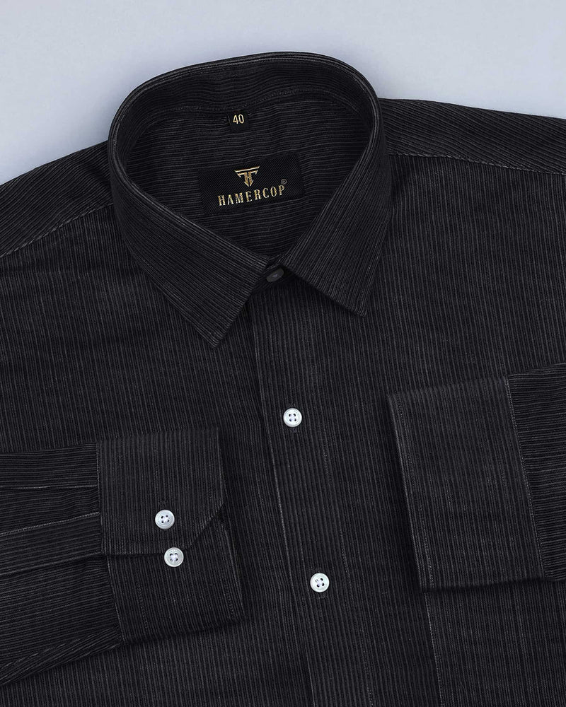 Black Corduroy Textured Premium Cotton Shirt