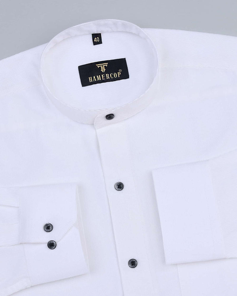 White Corduroy Textured Premium Cotton Shirt