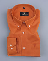 Catechu Brown Micro Self Checked Jacquard Dobby Cotton Shirt
