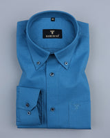 Catechu Blue Micro Self Checked Jacquard Dobby Cotton Shirt