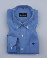 Arial Blue Solid Jacquard Dobby Cotton Formal Shirt