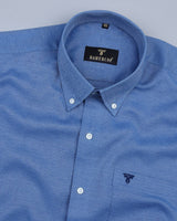 Arial Blue Solid Jacquard Dobby Cotton Formal Shirt