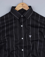 Luci Black With White Dobby Stripe Cotton Shirt