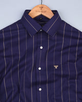 Luci Blue With White Dobby Stripe Cotton Shirt