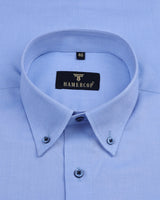 Mist Blue Solid Jacquard Dobby Cotton Formal Shirt