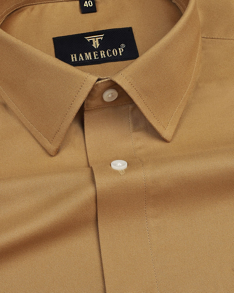 Khaki Brown Heavy Oxford Solid Cotton Formal Shirt