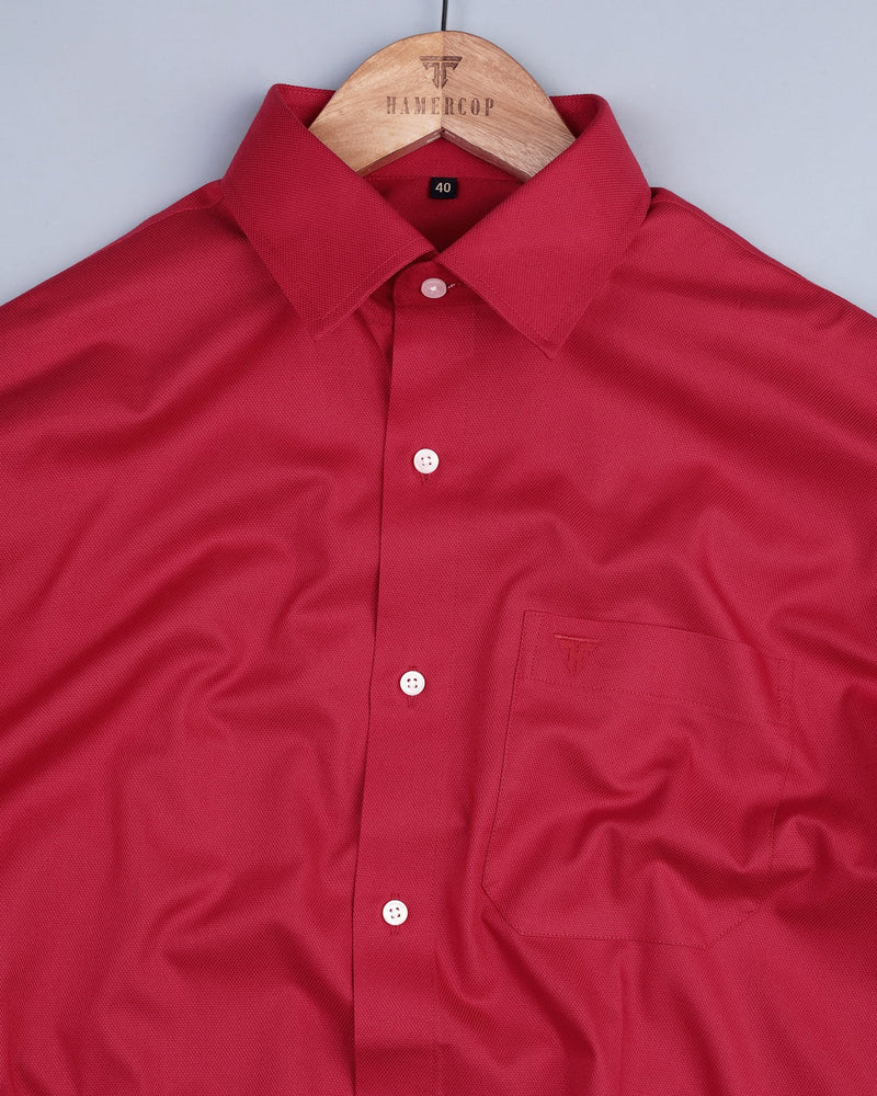 Beet Red Dobby Solid Premium Cotton Shirt