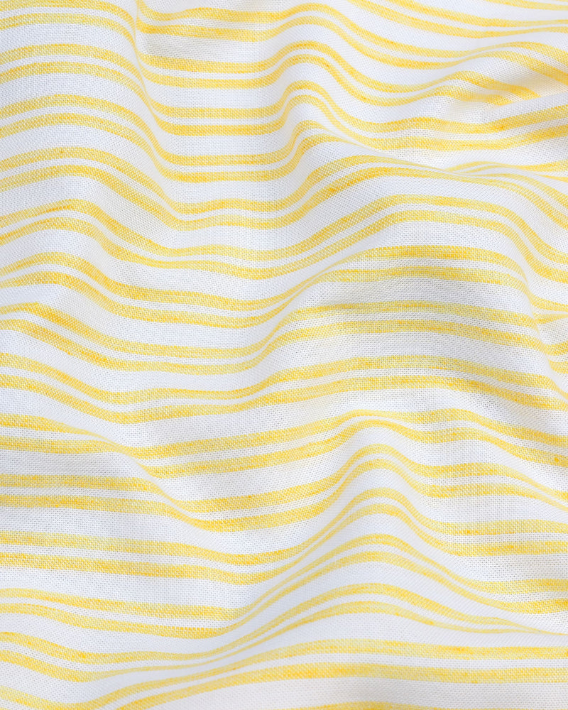 Laguma Yellow And White Stripe Designer Cotton Shirt