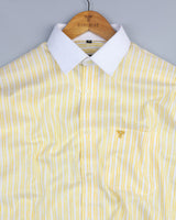 Laguma Yellow And White Stripe Designer Cotton Shirt