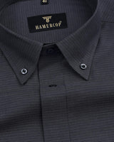 Cyprus Gray Micro Weft Striped Solid Cotton Formal Shirt