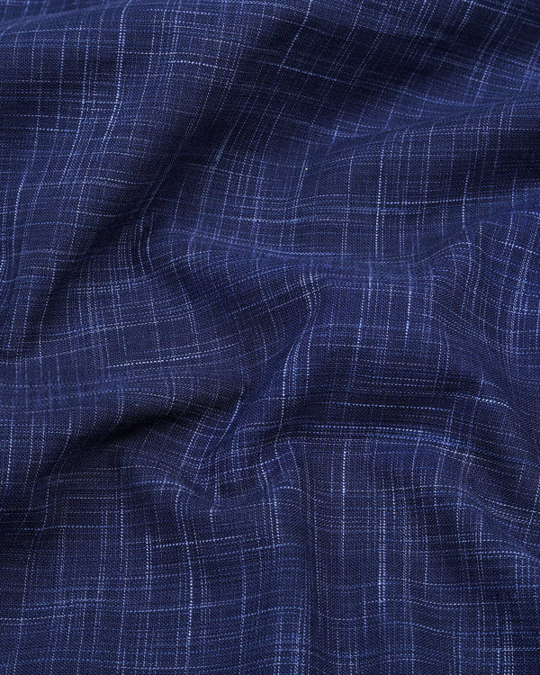 Palace Blue Slub Textured Solid Cotton Shirt