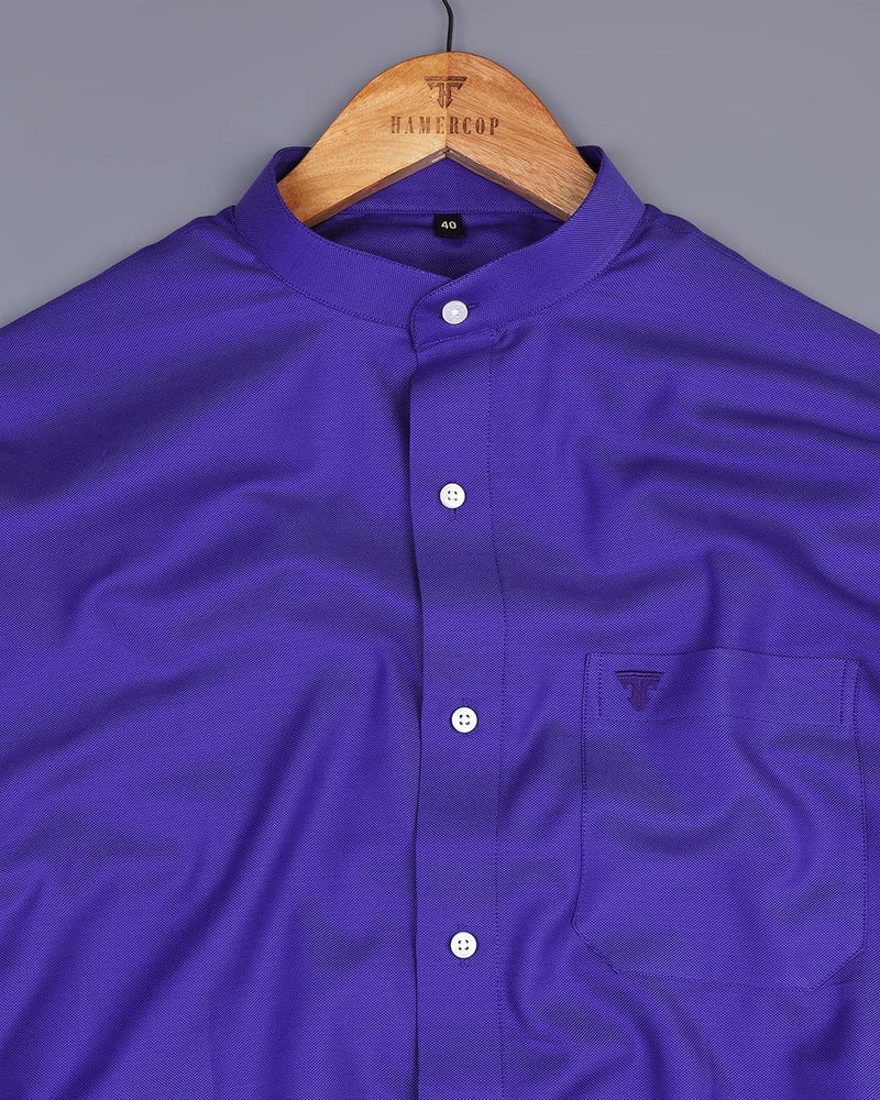 Bluish Purple Dobby Cotton Solid Shirt