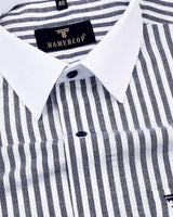 Volkanic Black And White Stripe Designer Cotton Shirt