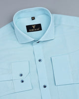 Light Aqua Blue Laxurious Linen Cotton Formal Shirt