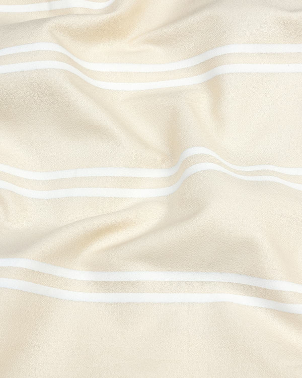 Creamish Ivory With White Stripe Dyed Dobby Cotton Shirt