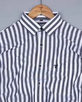 Phenol Black And White Broad Stripe  Cotton Shirt