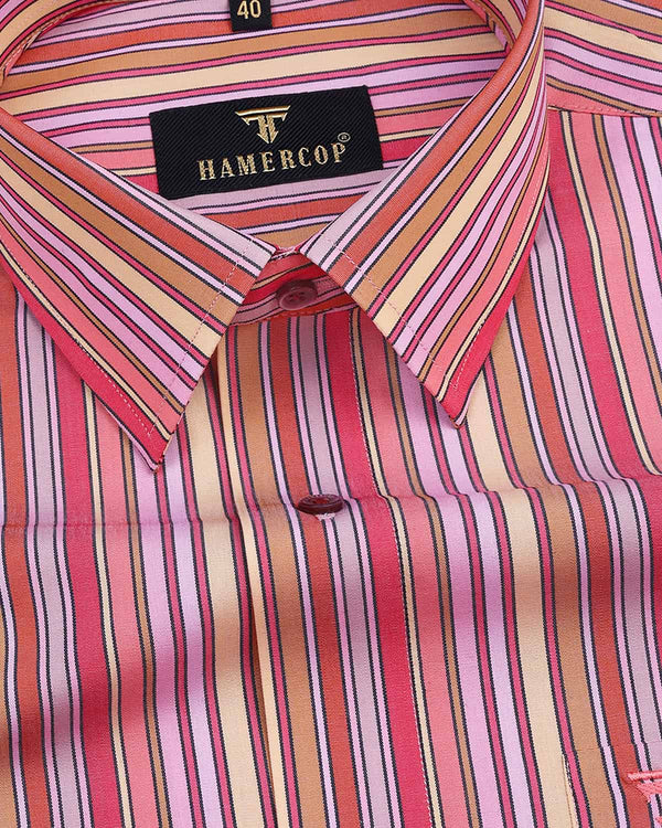 Pink Candy Multicolored Stripe Premium Cotton Shirt