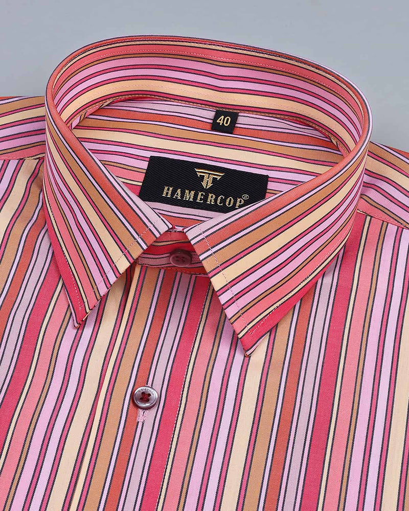 Pink Candy Multicolored Stripe Premium Cotton Shirt