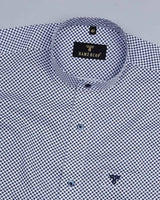 Navyblue Polka Dot Printed White Premium Cotton Shirt