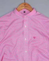 Pink Polka Dot Printed White Premium Cotton Shirt