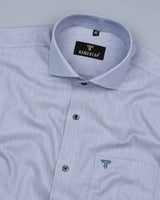 Gray With White Chervon Geomertic Textured Jacquard Cotton Shirt