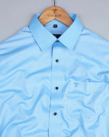 Cornflower Blue Small Diamond Square Jacquard Cotton Shirt