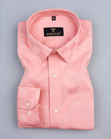 Dusty Bubblegum Pink Self Checked Jacquard Dobby Cotton Shirt