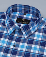 Odela Blue Multishaded Oxford  Cotton Check Shirt