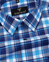 Odela Blue Multishaded Oxford  Cotton Check Shirt