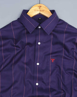 Russian Violet Small Pencil Stripe Dobby Cotton Shirt