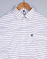 White Python Dobby With Weft Stripe Cotton Shirt