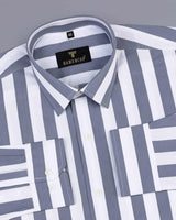 Capital Grey And White Broad Stripe Premium Cotton Shirt